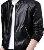 Qawach men's  genuine  leather jacket stylish vintage black bomber jacket