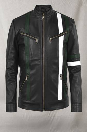 men's white lambskin leather jacket classic zip up style premium