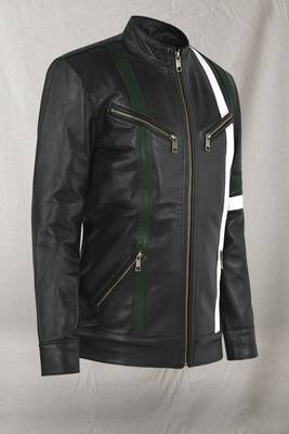 men's white lambskin leather jacket classic zip up style premium 3