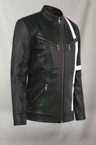 men's white lambskin leather jacket classic zip up style premium