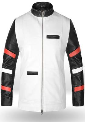 men's white lambskin leather biker jacket vintage inspired look premium 1