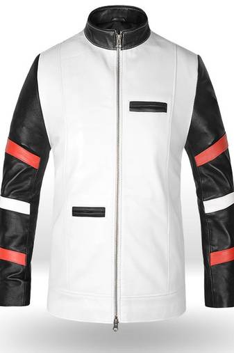 men's white lambskin leather biker jacket vintage inspired look premium