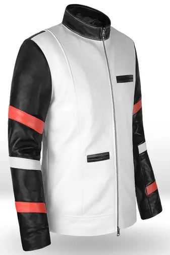 men's white lambskin leather biker jacket vintage inspired look premium