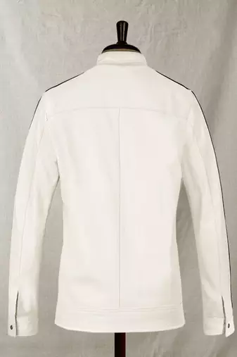 men's white premium lambskin leather jacket vintage inspired look