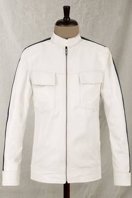 men's white premium lambskin leather jacket vintage inspired look 3