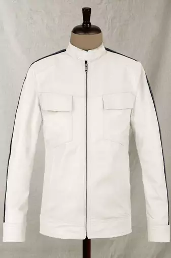 men's white premium lambskin leather jacket vintage inspired look
