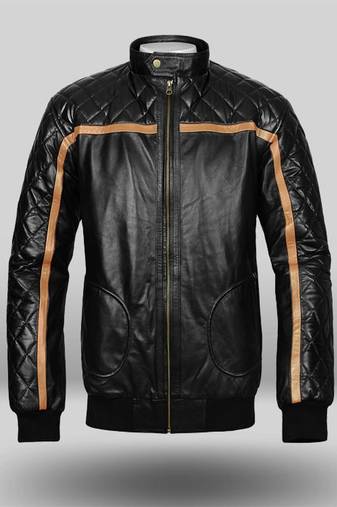 men's black premium lambskin leather jacket premium quilted design