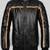 Qawach men's black quilted design leather with copper brown strip vintage jacket