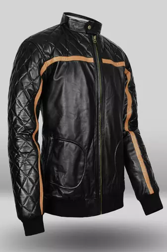 men's black premium lambskin leather jacket premium quilted design