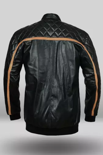men's black premium lambskin leather jacket premium quilted design