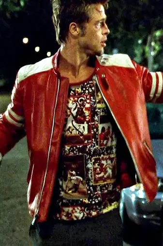 Qawach men's genuine red & white quilted design leather vintage jacket