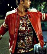 Qawach men's genuine red & white quilted design leather vintage jacket