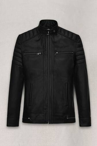 men's black lambskin cafe racer jacket premium quilted design premium