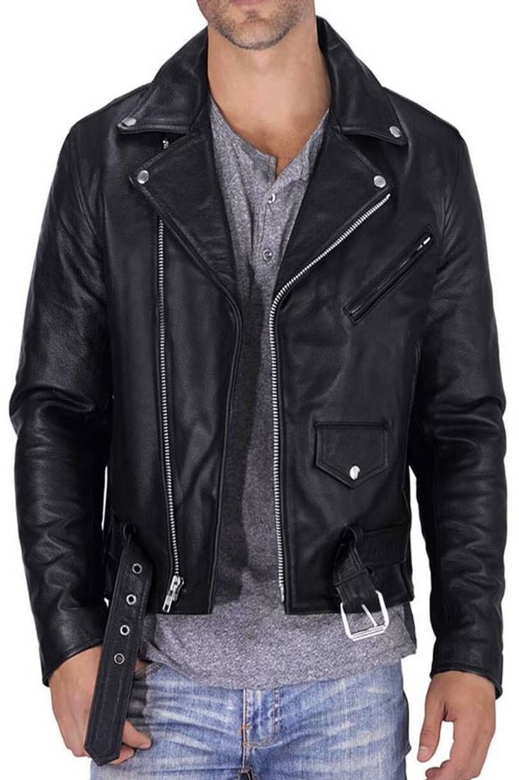 Qawach men's pure vintage black genuine leather lambskin jacket stylish