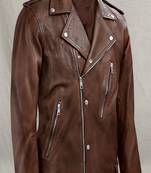 Qawach men's pure vintage brown genuine leather lambskin stylish jacket