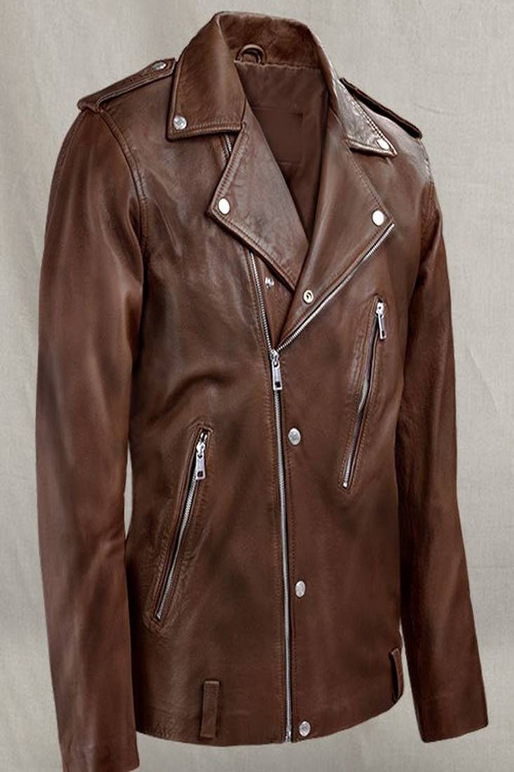 Qawach men's pure vintage brown genuine leather lambskin stylish jacket