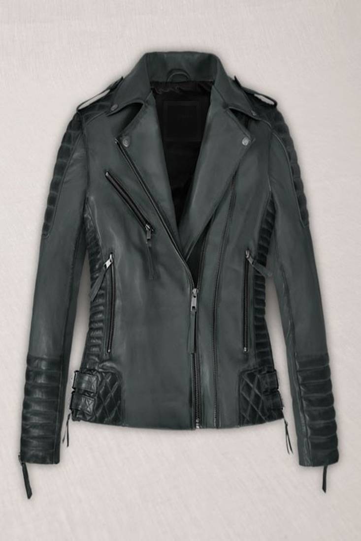 Qawach men's genuine black lambskin quilted design leather zipper jacket