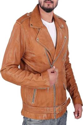 men's brown lambskin leather jacket classic zip up style superior 1