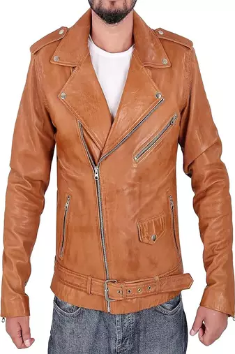 men's brown lambskin leather jacket classic zip up style superior