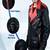 Qawach men's genuine black lambskin leather red collar zipper jacket