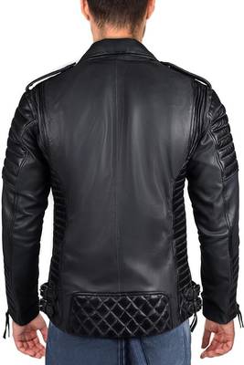men's black premium lambskin leather jacket premium quilted design exclusive 2