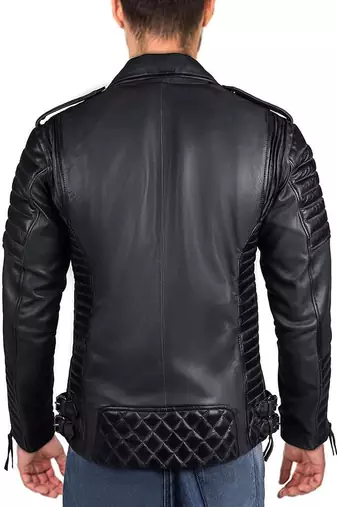 men's black premium lambskin leather jacket premium quilted design exclusive