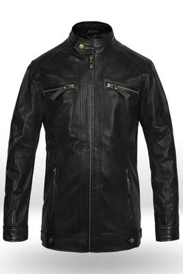 men's black lambskin leather jacket classic zip up style exclusive modern 1