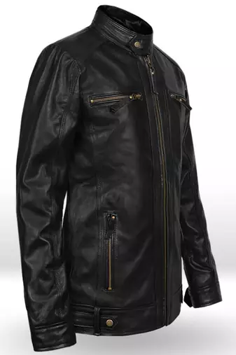 men's black lambskin leather jacket classic zip up style exclusive modern