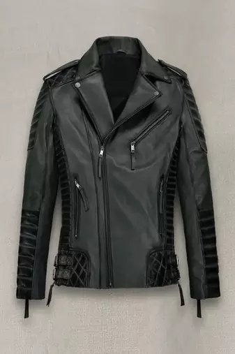 Qawach men's genuine leather motorcycle biker jacket lambskin jacket