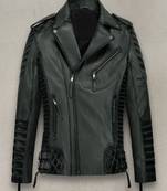 Qawach men's genuine leather motorcycle biker jacket lambskin jacket