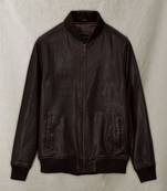 Qawach men's genuine brown leather motorcycle biker jacket lambskin rib collar