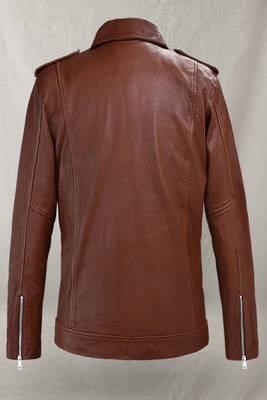 men's brown lambskin leather biker jacket classic moto zip style elite 2