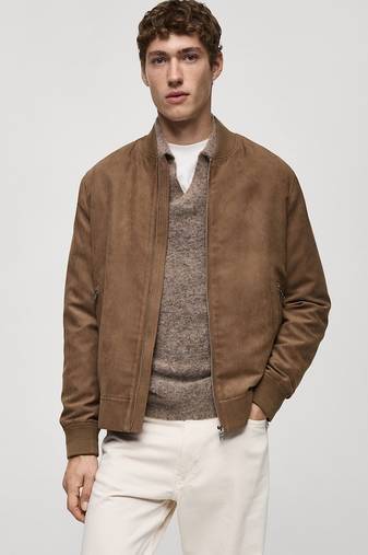 men's brown suede leather bomber jacket vintage inspired look exclusive
