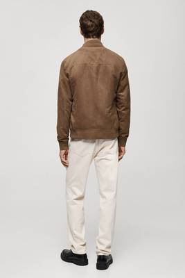 men's brown suede leather bomber jacket vintage inspired look exclusive 2