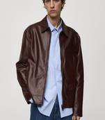 Qawach men's genuine brown lambskin leather jacket fashion style