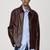 Qawach men's genuine brown lambskin leather jacket fashion style
