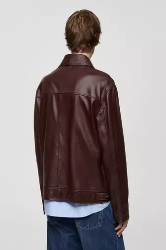 men's brown lambskin leather jacket classic zip up style refined