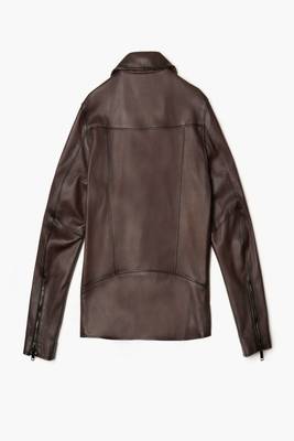men's brown lambskin leather biker jacket classic moto zip style select 3