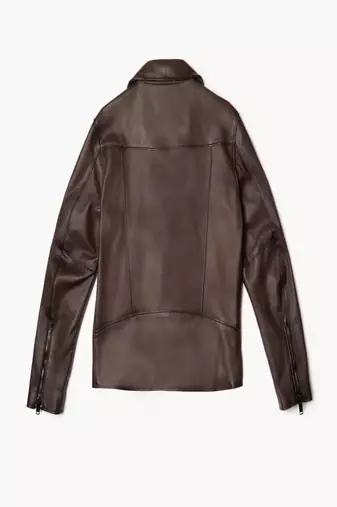 men's brown lambskin leather biker jacket classic moto zip style select