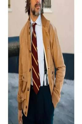 men's brown premium suede leather jacket vintage inspired look premium 3