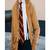 Qawach men's genuine suede brown rib cuff leather jacket vintage look
