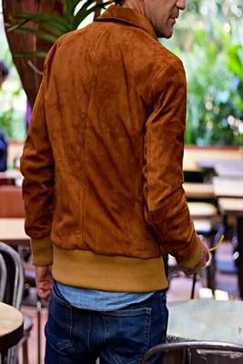 men's brown premium suede leather jacket vintage inspired look exclusive 2