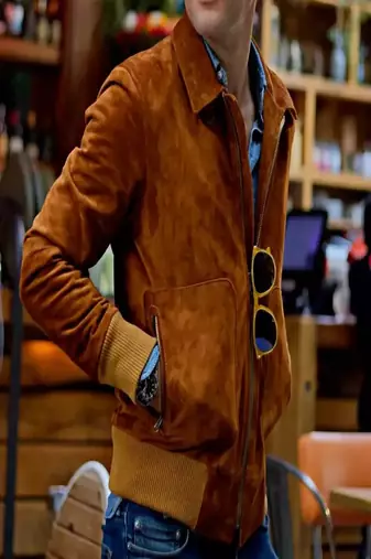 men's brown premium suede leather jacket vintage inspired look exclusive