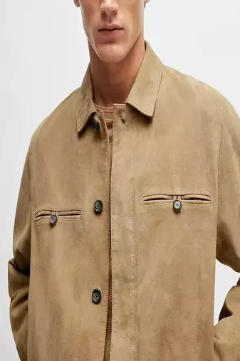 men's brown suede leather jacket classic zip up style stylish