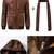 Qawach men's genuine lambskin leather brown collar hoodie jacket