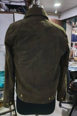 men's green suede leather jacket classic zip up style 2