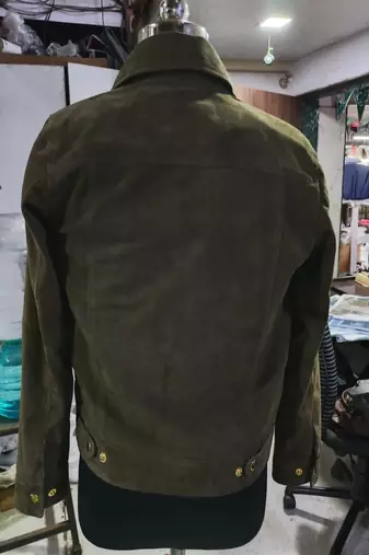 men's green suede leather jacket classic zip up style