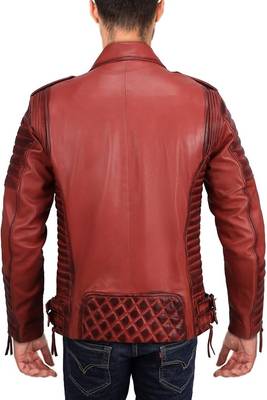 men's brown lambskin leather biker jacket classic moto zip style signature 2