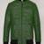 Qawach men's genuine green bomber leather jacket black rib collar vintage