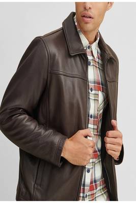 men's brown premium lambskin leather jacket vintage inspired look exclusive 3